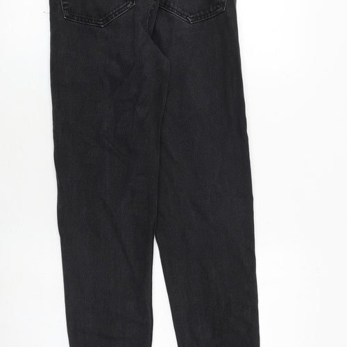 Zara Womens Grey Cotton Tapered Jeans Size 4 Regular Zip