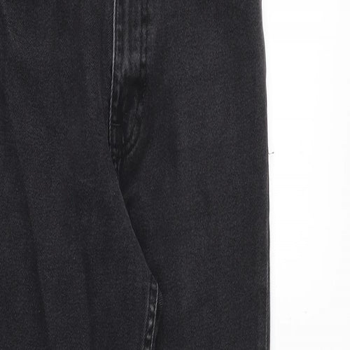 Zara Womens Grey Cotton Tapered Jeans Size 4 Regular Zip