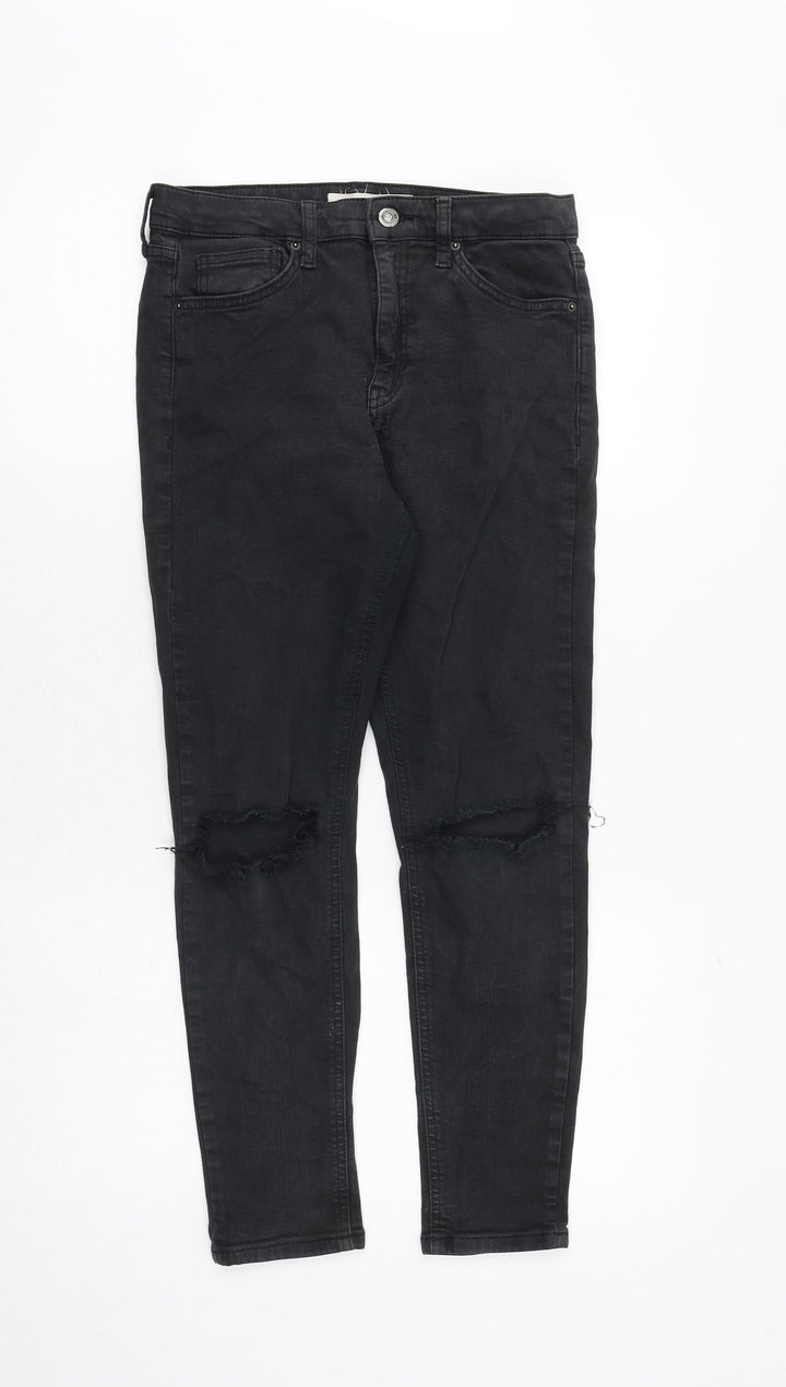 Topshop Womens Grey Cotton Skinny Jeans Size 28 in Regular Zip