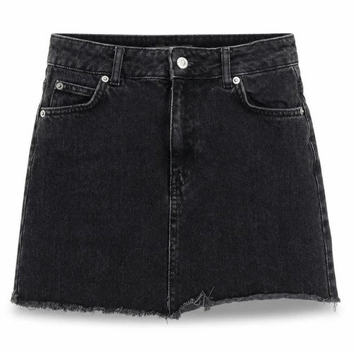 Topshop Womens Black Cotton A-Line Skirt Size 6 Zip