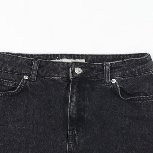 Topshop Womens Black Cotton A-Line Skirt Size 6 Zip