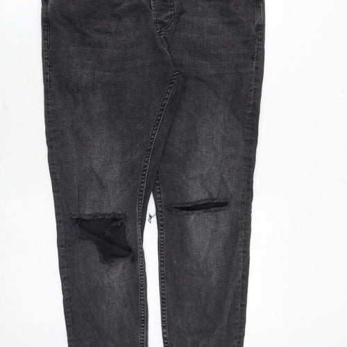 Topman Mens Grey Cotton Tapered Jeans Size 30 in L30 in Regular Zip