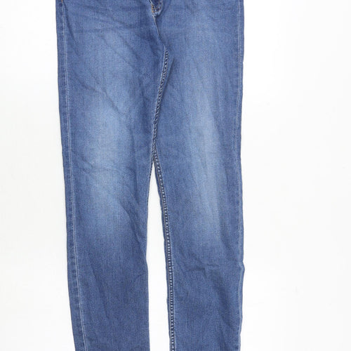 H&M Womens Blue Cotton Straight Jeans Size 10 Regular Zip