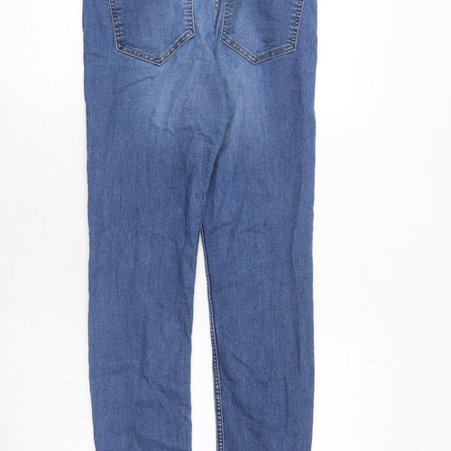 H&M Womens Blue Cotton Straight Jeans Size 10 Regular Zip
