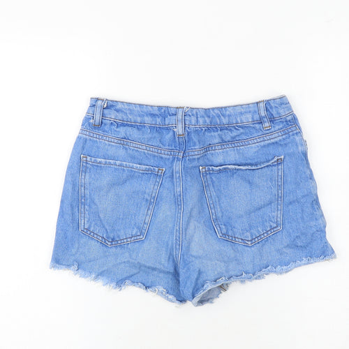 New Look Womens Blue Cotton Hot Pants Shorts Size 8 Regular Zip