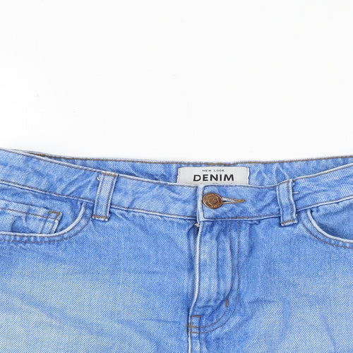 New Look Womens Blue Cotton Hot Pants Shorts Size 8 Regular Zip