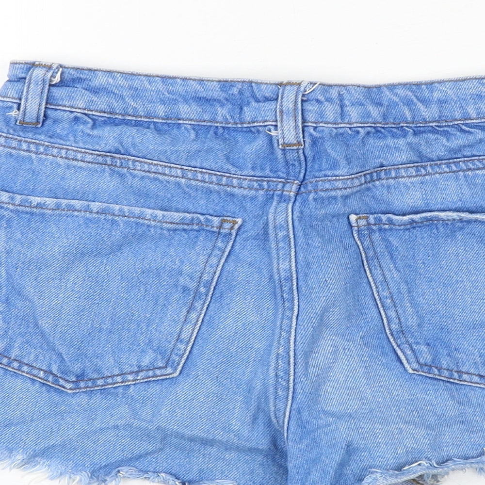 New Look Womens Blue Cotton Hot Pants Shorts Size 8 Regular Zip