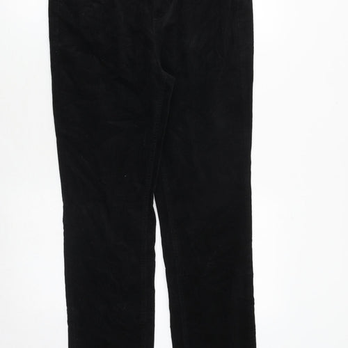 Marks and Spencer Womens Black Cotton Trousers Size 32 in Regular Zip