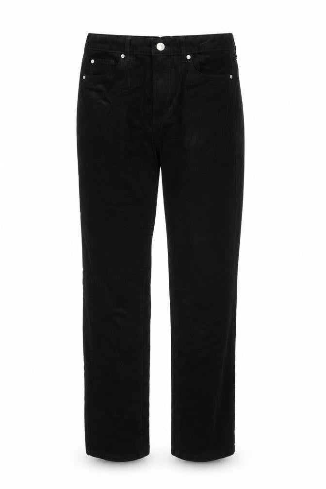 Front view of Marks & Spencer women’s black cotton trousers, size UK 32, in regular zip