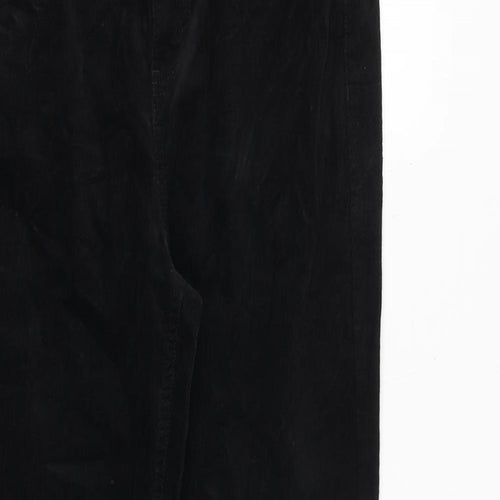 Marks and Spencer Womens Black Cotton Trousers Size 32 in Regular Zip