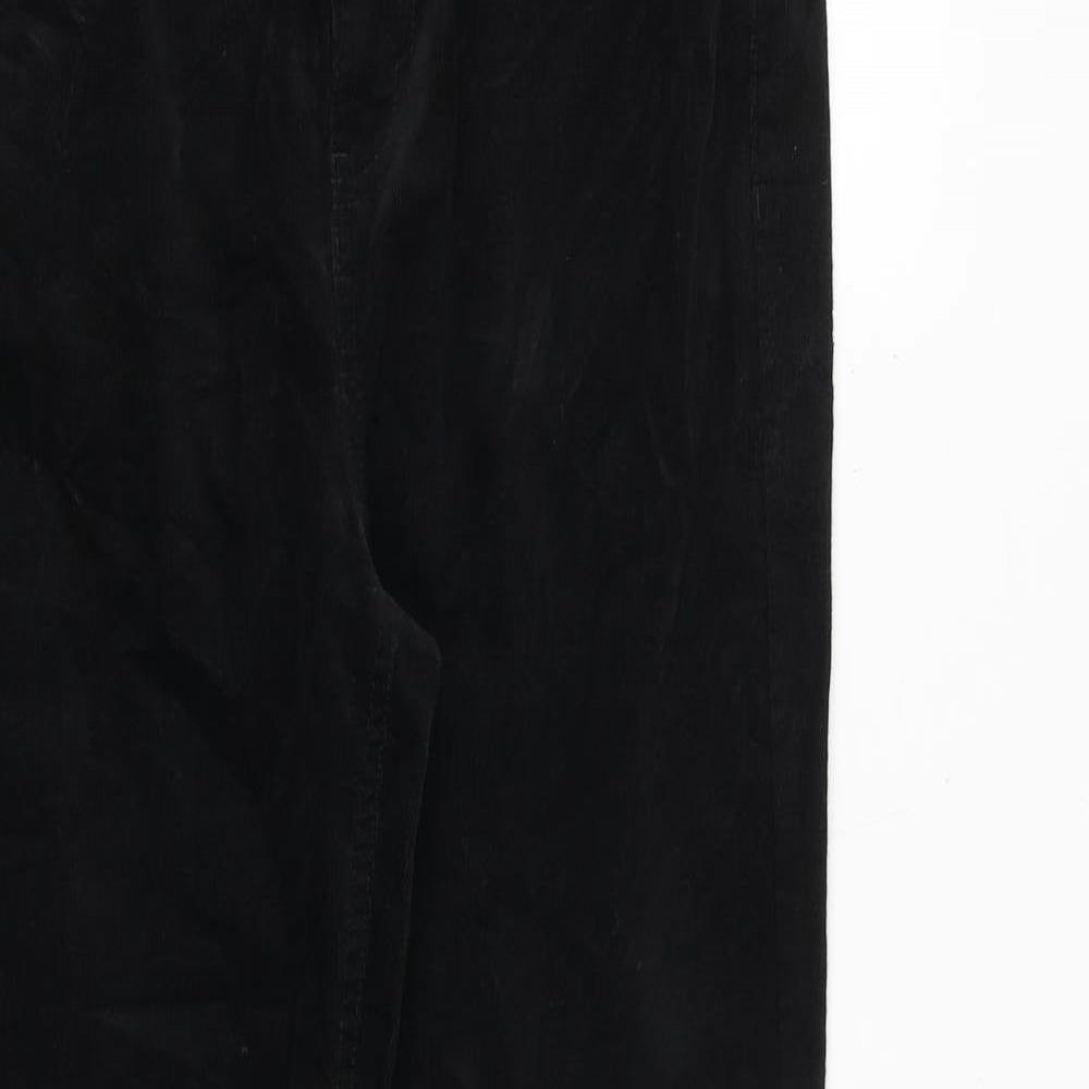 Marks and Spencer Womens Black Cotton Trousers Size 32 in Regular Zip