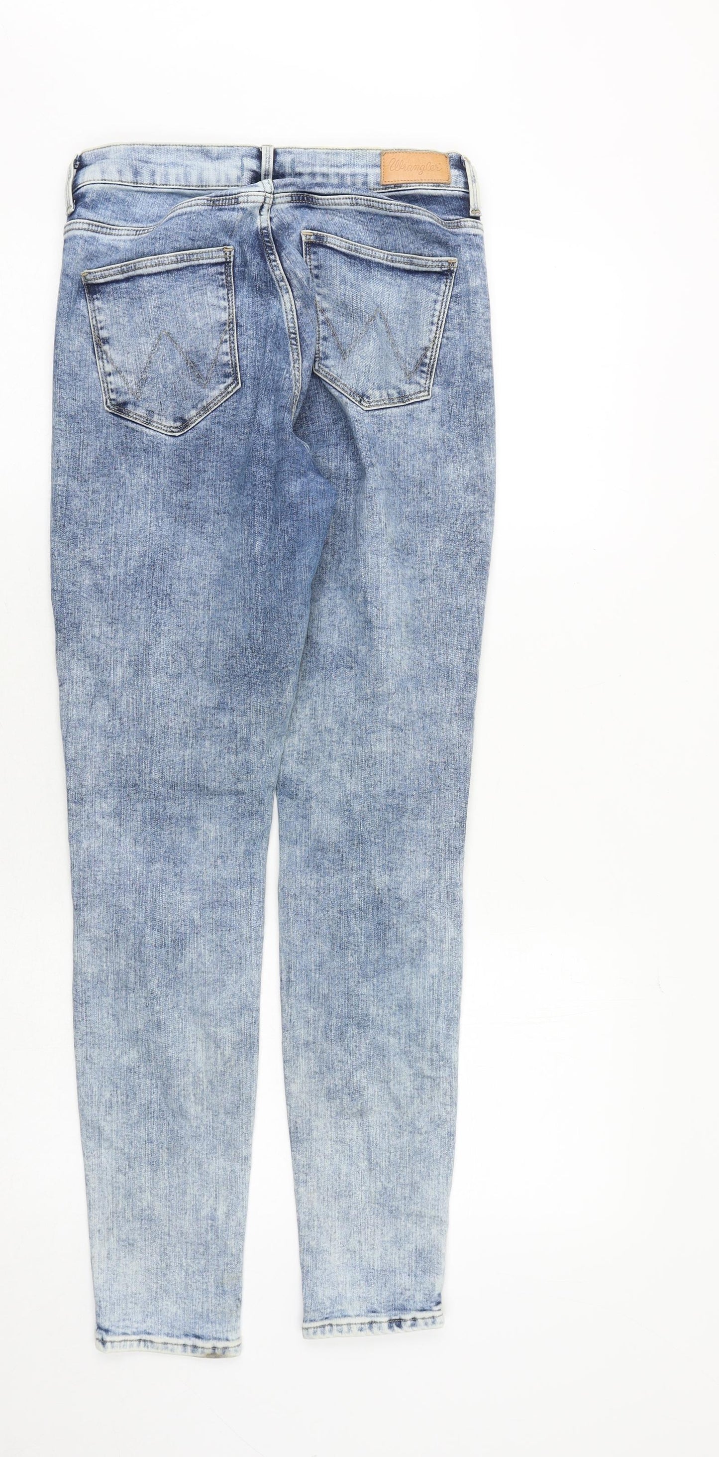 Wrangler Womens Blue Cotton Skinny Jeans Size 27 in Slim Zip - Acid Wash