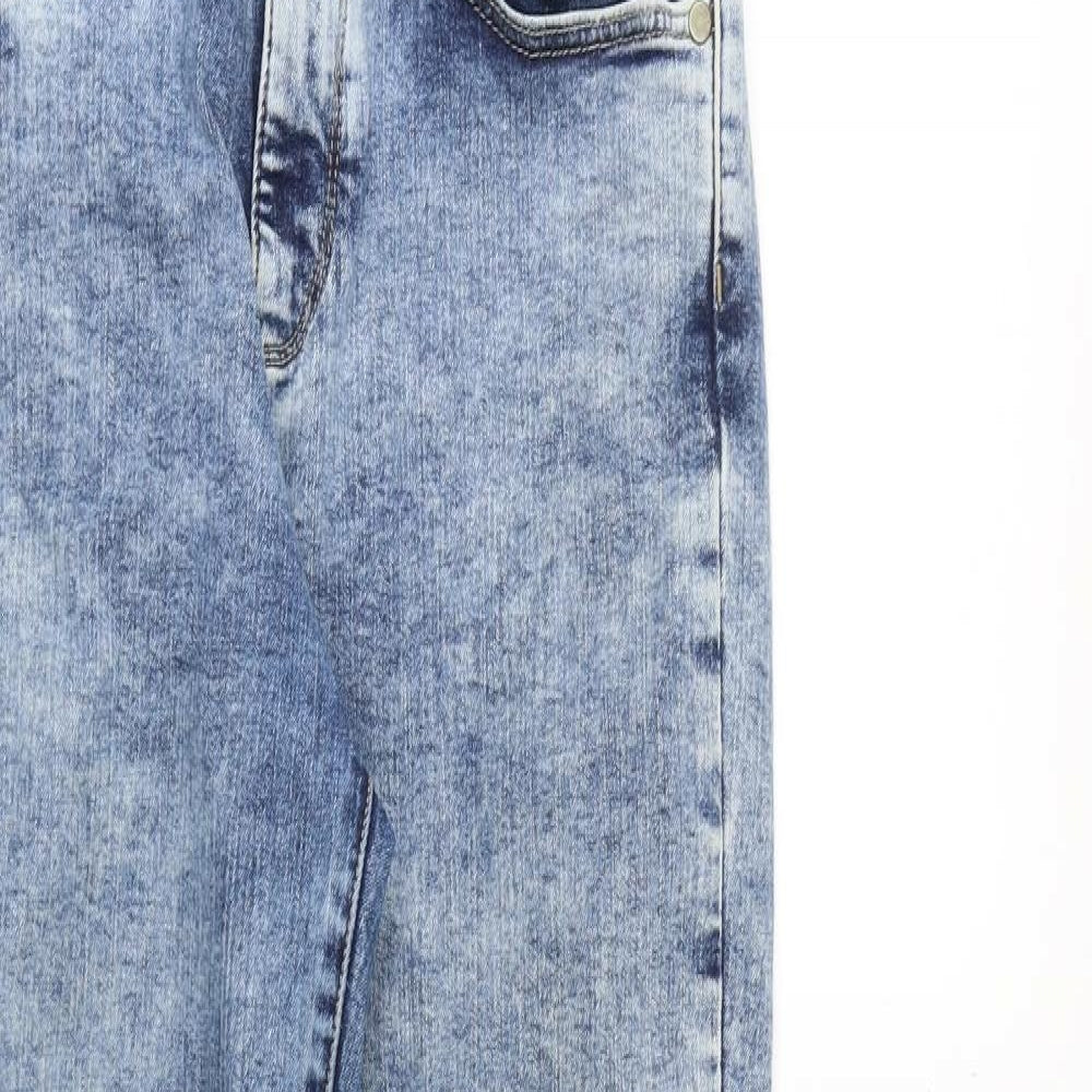 Wrangler Womens Blue Cotton Skinny Jeans Size 27 in Slim Zip - Acid Wash
