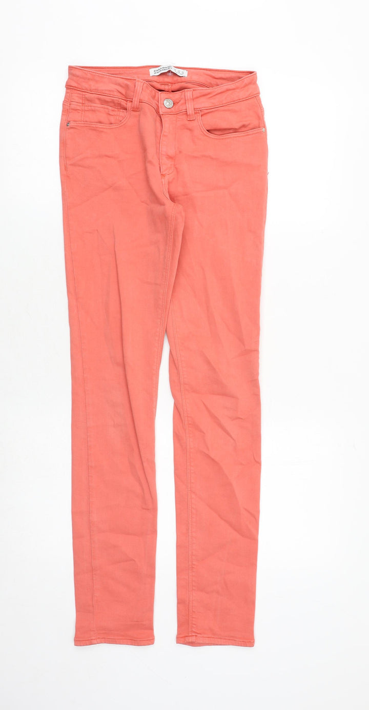 Zara Womens Pink Cotton Skinny Jeans Size 8 Slim Zip