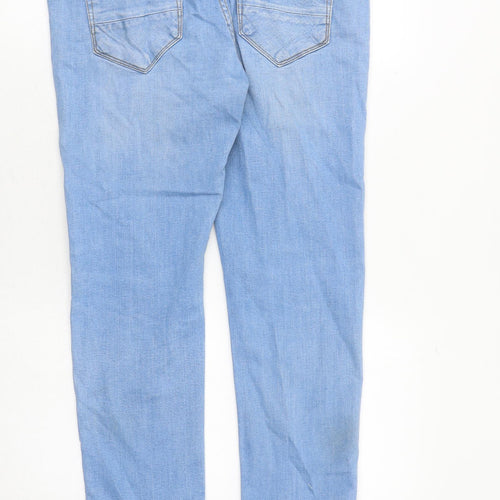 River Island Mens Blue Cotton Straight Jeans Size 32 in L30 in Regular Zip