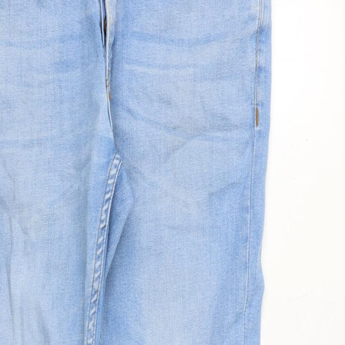 River Island Mens Blue Cotton Straight Jeans Size 32 in L30 in Regular Zip