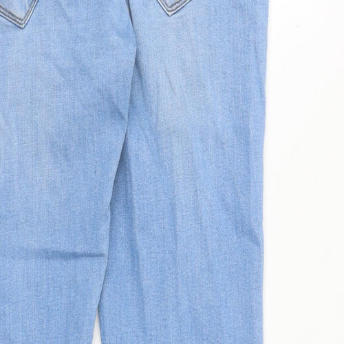 River Island Mens Blue Cotton Straight Jeans Size 32 in L30 in Regular Zip
