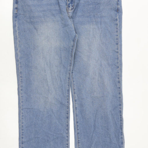 Fashion Nova Womens Blue Cotton Wide-Leg Jeans Size 18 Regular Zip