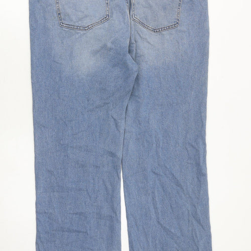 Fashion Nova Womens Blue Cotton Wide-Leg Jeans Size 18 Regular Zip