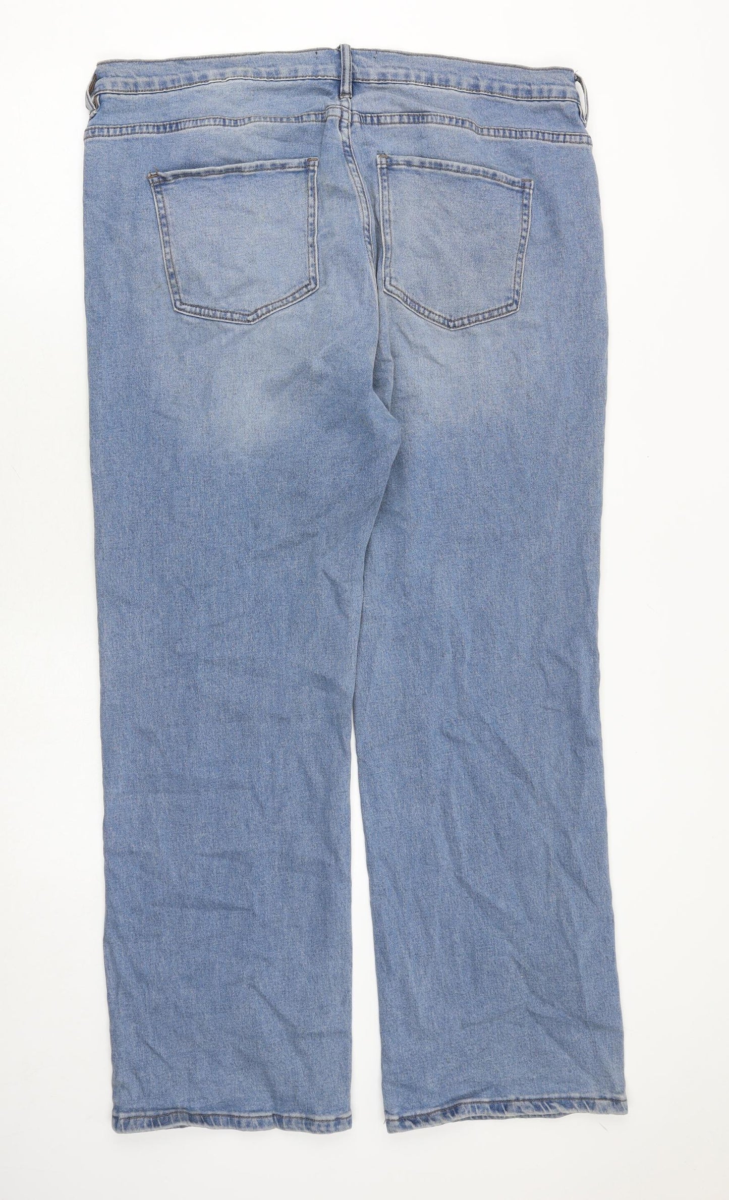 Fashion Nova Womens Blue Cotton Wide-Leg Jeans Size 18 Regular Zip