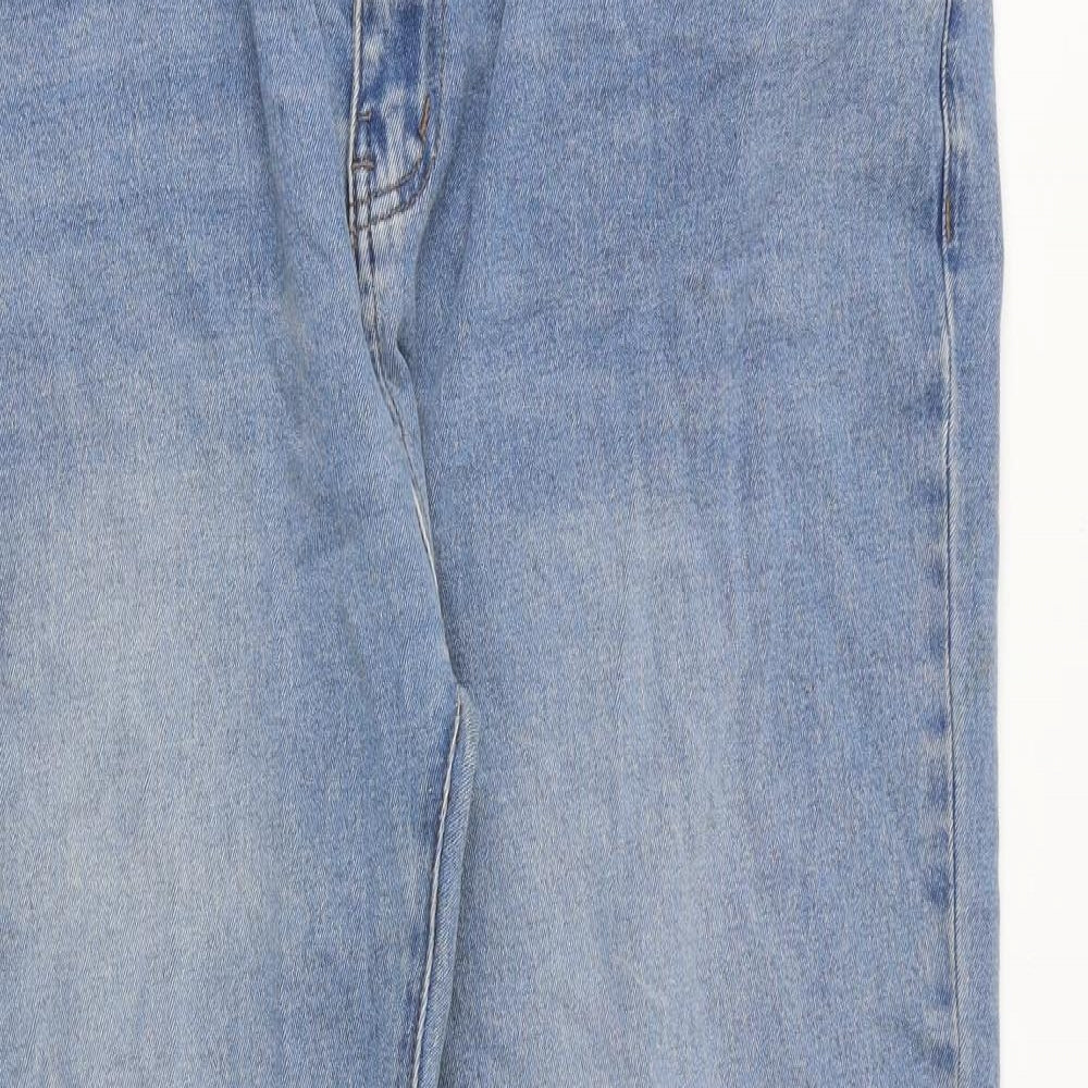 Fashion Nova Womens Blue Cotton Wide-Leg Jeans Size 18 Regular Zip