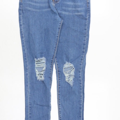 Momokrom Womens Blue Cotton Skinny Jeans Size 12 Regular Zip