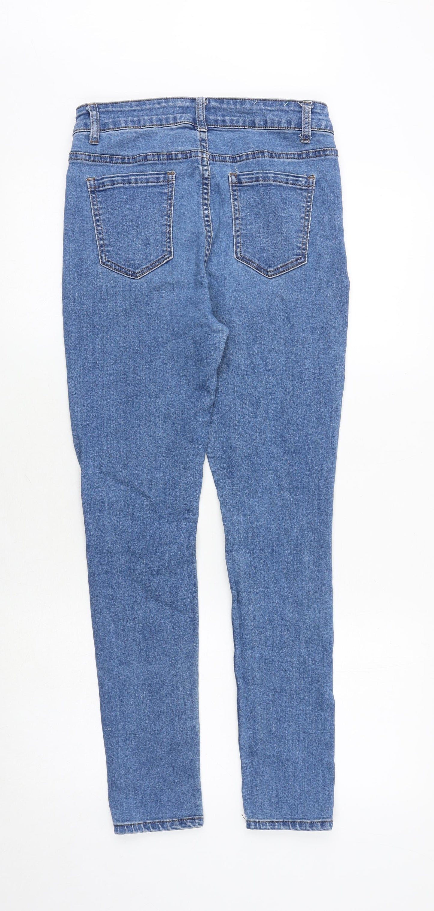 Momokrom Womens Blue Cotton Skinny Jeans Size 12 Regular Zip