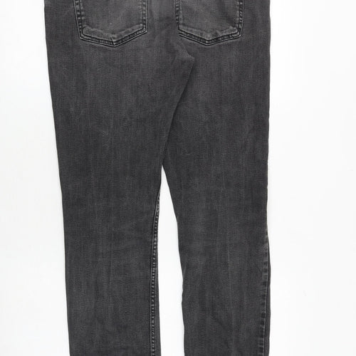 Topman Mens Grey Cotton Straight Jeans Size 34 in Regular Zip