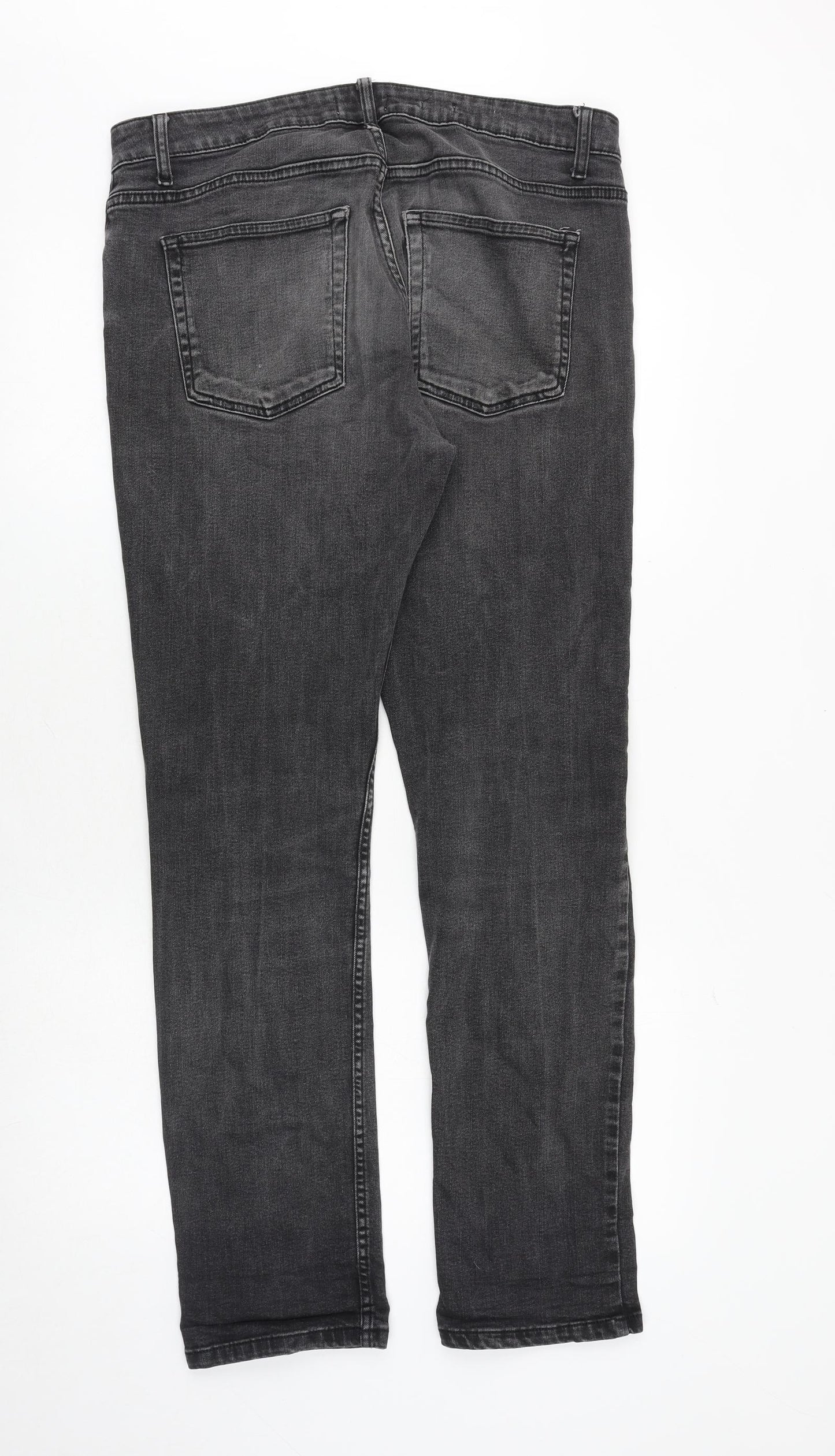 Topman Mens Grey Cotton Straight Jeans Size 34 in Regular Zip