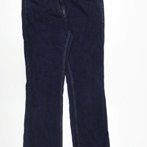 NEXT Womens Blue Cotton Bootcut Jeans Size 14 Regular Zip
