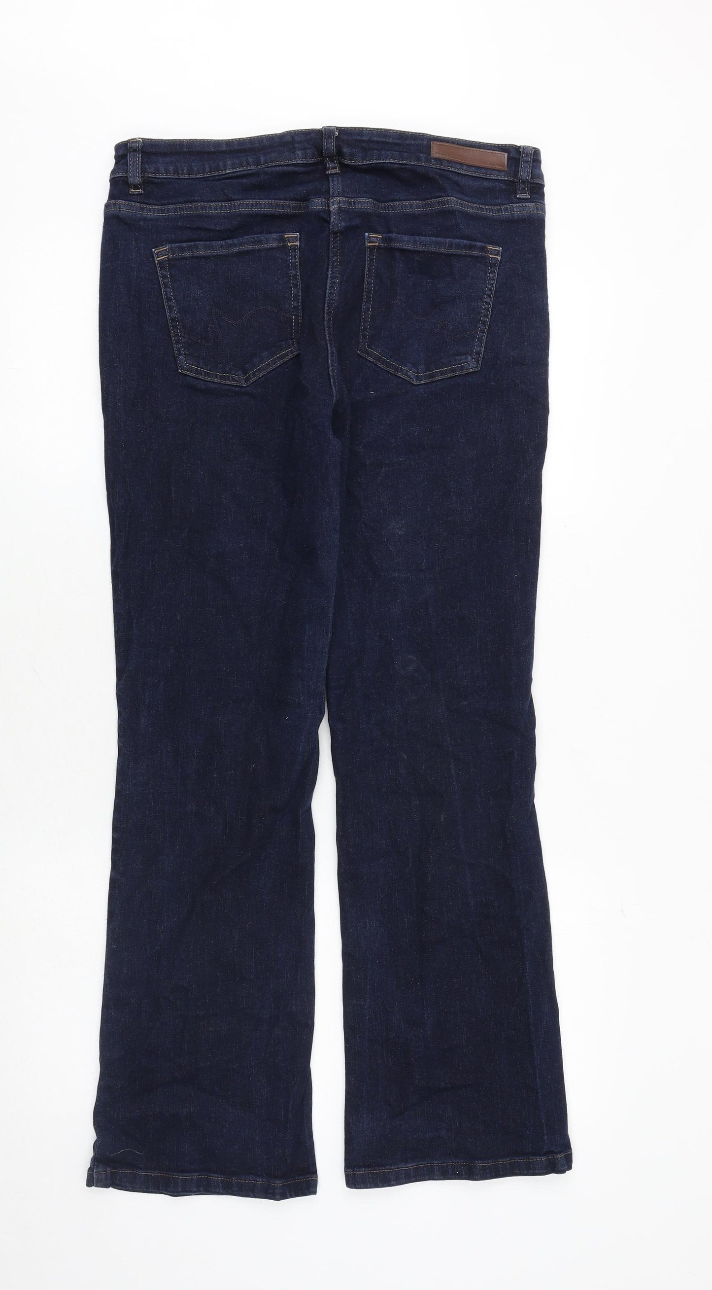 NEXT Womens Blue Cotton Bootcut Jeans Size 14 Regular Zip