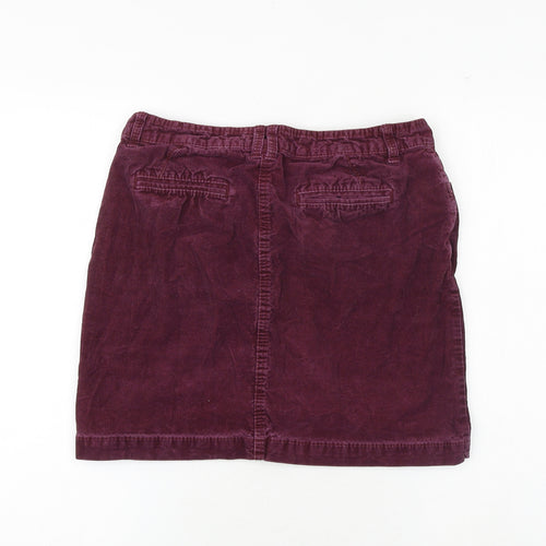 Marks and Spencer Womens Purple Cotton A-Line Skirt Size 10 Zip