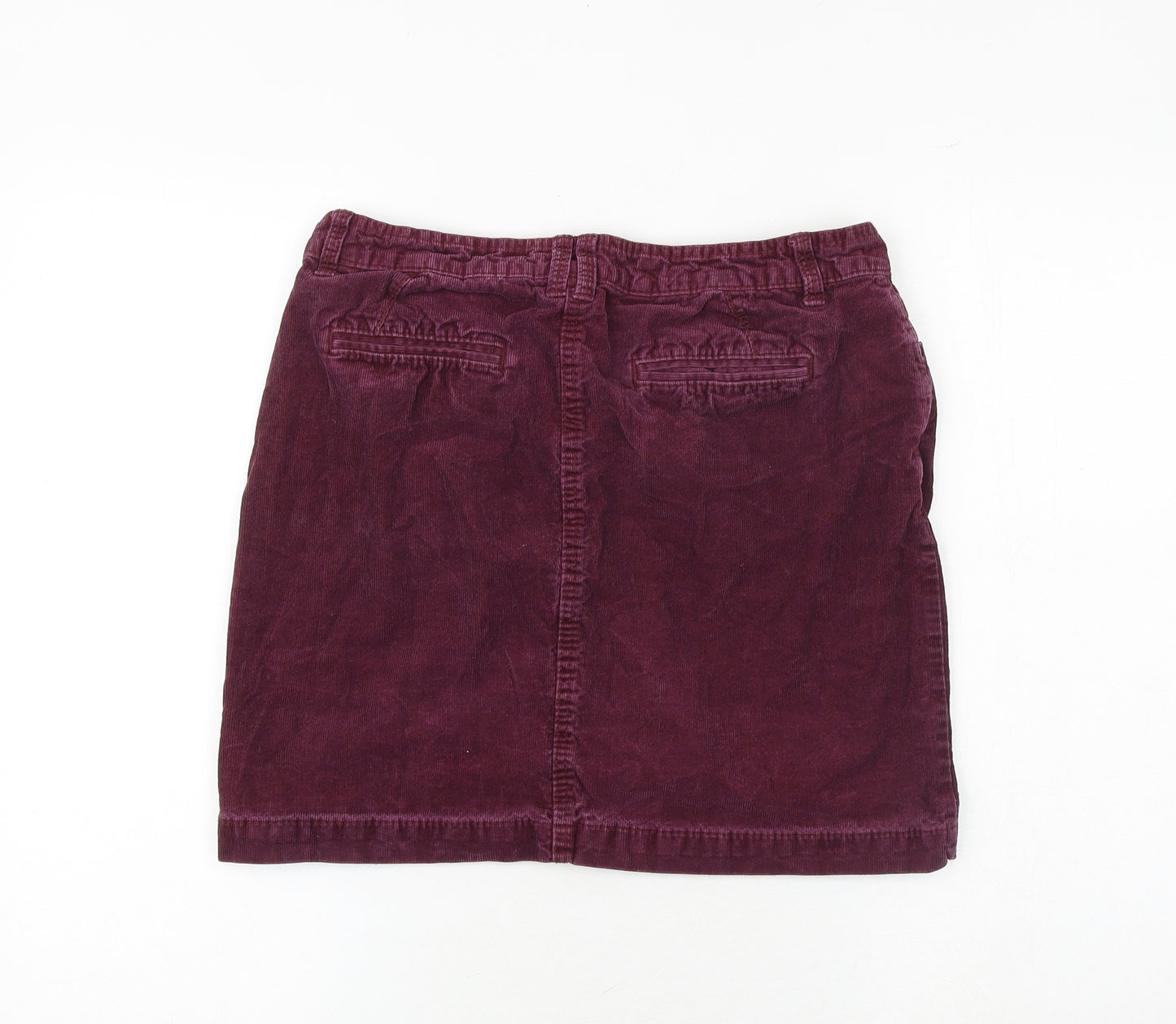 Marks and Spencer Womens Purple Cotton A-Line Skirt Size 10 Zip