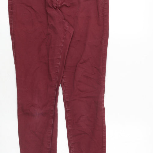 VERO MODA Womens Red Cotton Skinny Jeans Size M L30 in Regular Zip