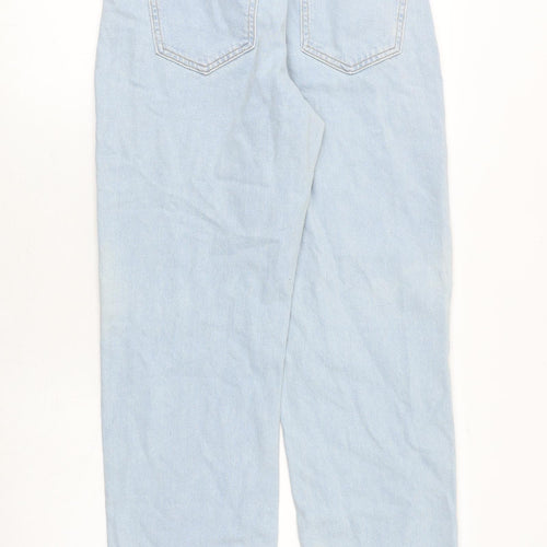 Boohoo Womens Blue Cotton Mom Jeans Size 10 Regular Zip - Graphic