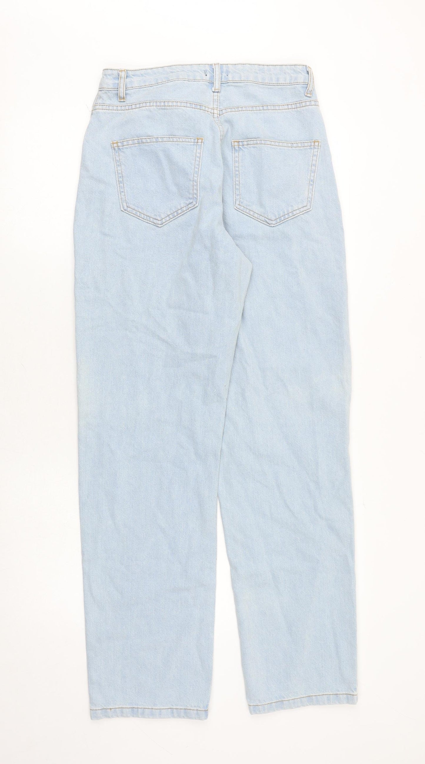 Boohoo Womens Blue Cotton Mom Jeans Size 10 Regular Zip - Graphic