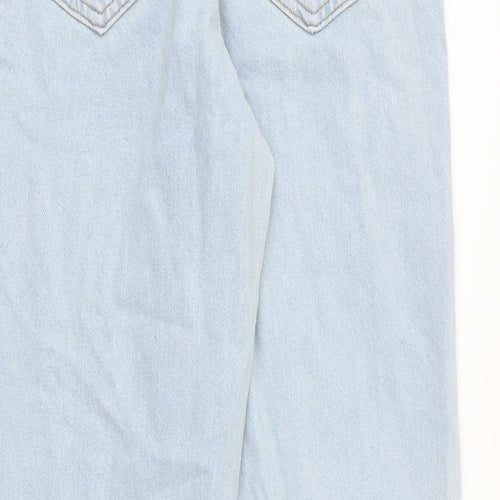 Boohoo Womens Blue Cotton Mom Jeans Size 10 Regular Zip - Graphic
