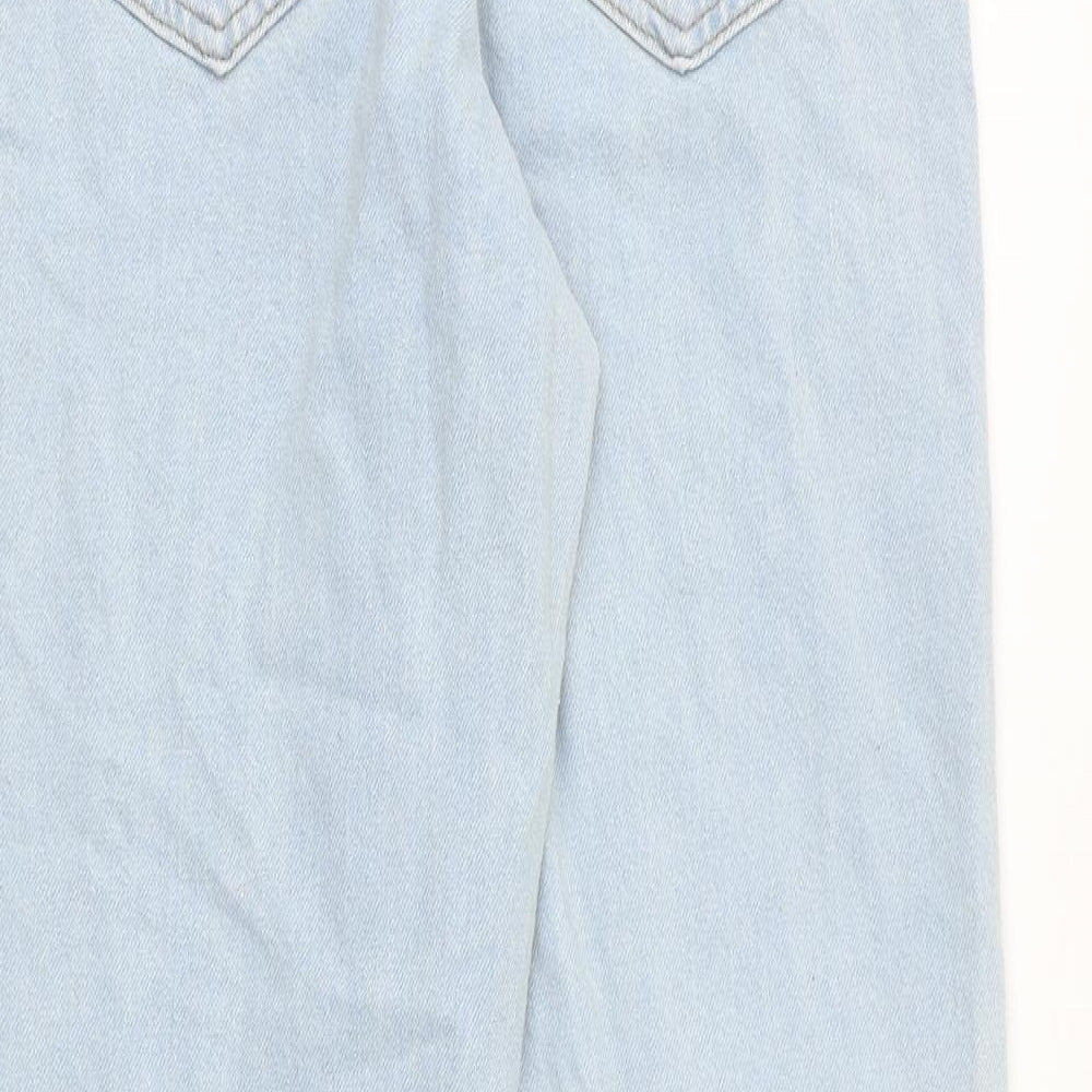 Boohoo Womens Blue Cotton Mom Jeans Size 10 Regular Zip - Graphic