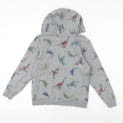H&M Boys Grey Geometric Cotton Pullover Hoodie Size 7-8 Years Pullover - Jurassic World