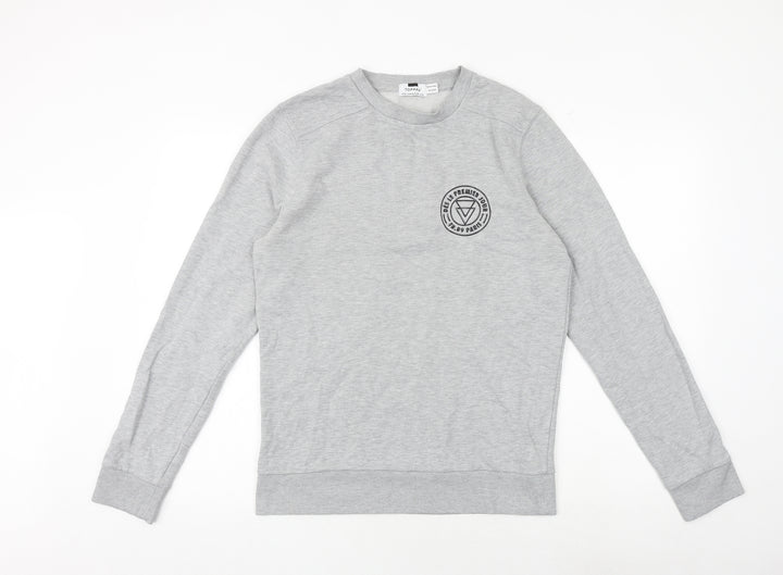 Topman Mens Grey Polyester Pullover Sweatshirt Size M