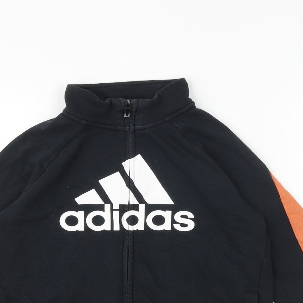 adidas Boys Black Cotton Full Zip Sweatshirt Size 9-10 Years Zip