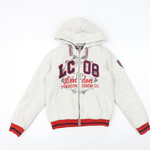 Lee Cooper Boys Grey Cotton Full Zip Hoodie Size 11-12 Years Zip