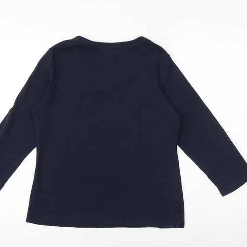 CC Womens Blue 100% Cotton Basic T-Shirt Size M Boat Neck