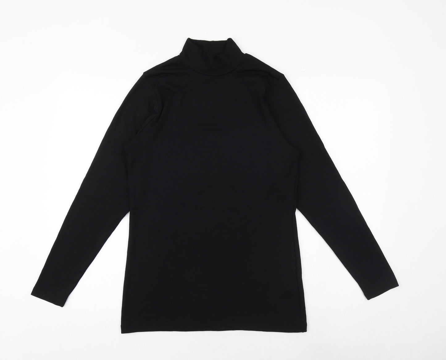 Heatgen Womens Black Acrylic Basic T-Shirt Size 16 High Neck