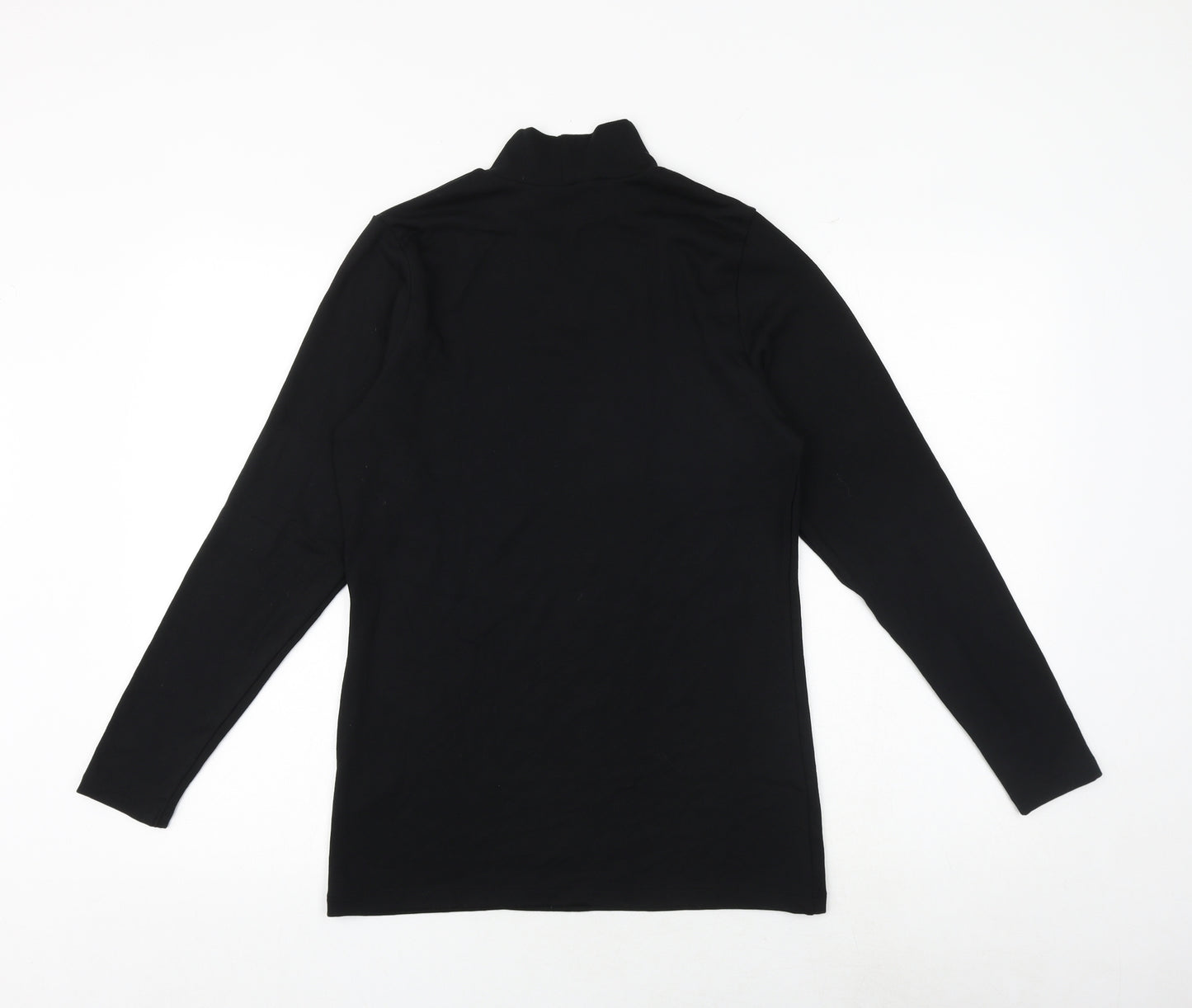 Heatgen Womens Black Acrylic Basic T-Shirt Size 16 High Neck
