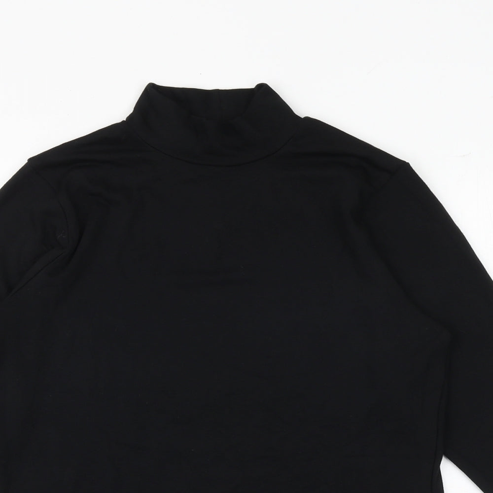 Heatgen Womens Black Acrylic Basic T-Shirt Size 16 High Neck