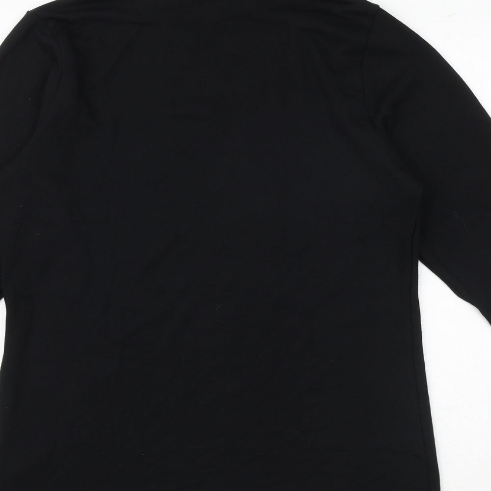 Heatgen Womens Black Acrylic Basic T-Shirt Size 16 High Neck