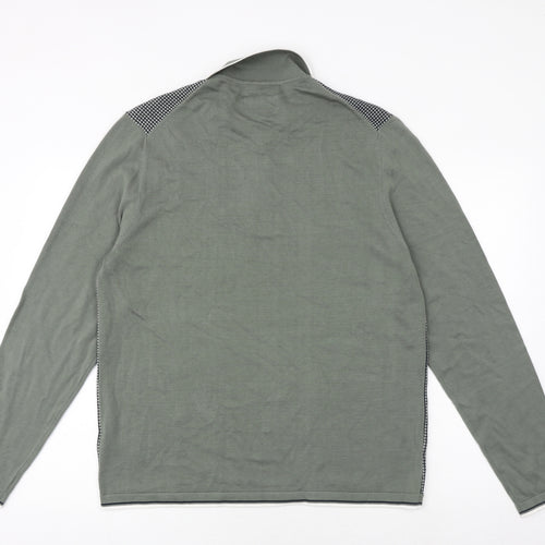Autograph Mens Green Collared Cotton Pullover Jumper Size L Long Sleeve