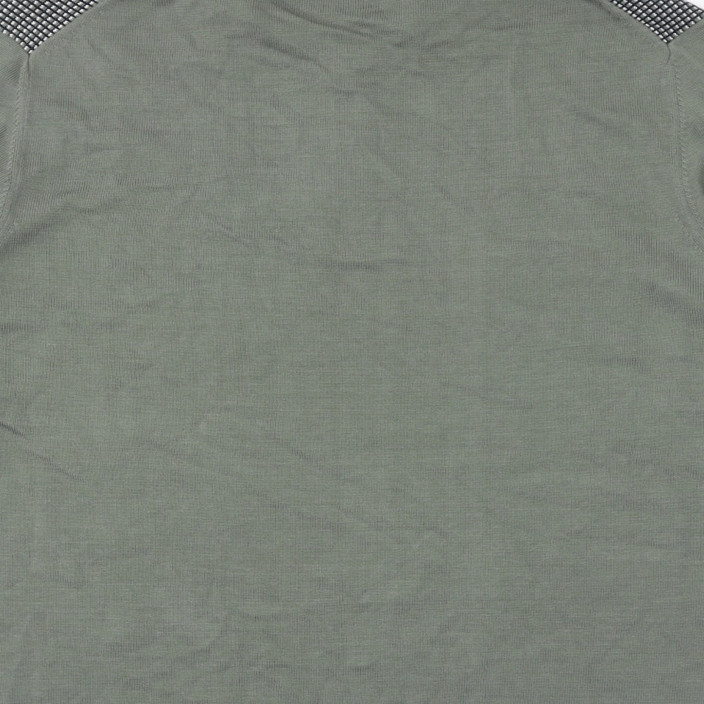 Autograph Mens Green Collared Cotton Pullover Jumper Size L Long Sleeve