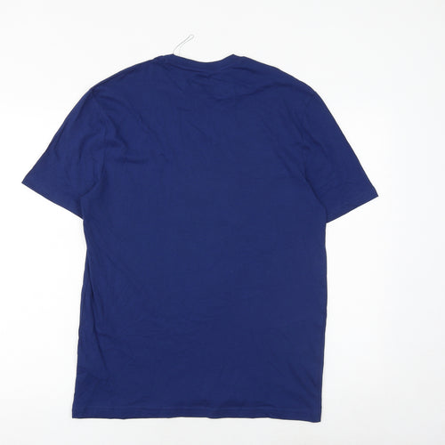 Marks and Spencer Mens Blue Cotton T-Shirt Size S Round Neck - Father Christmas Ho Ho Ho
